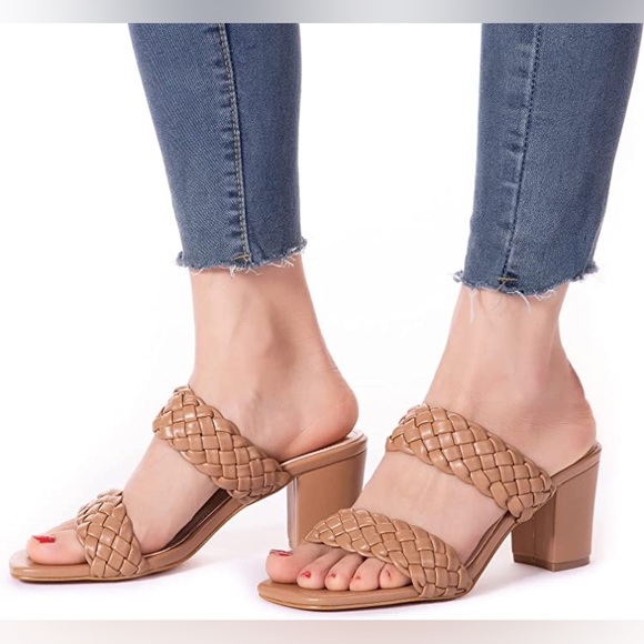 NEW Double Braided Strap Block Heels - Picture 2 of 7